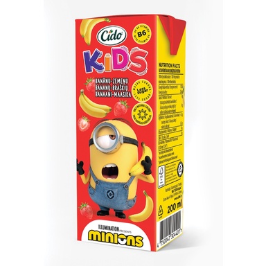 CIDO KIDS Banaani-mansikka mehujuoma 200ml (pillijuoma)