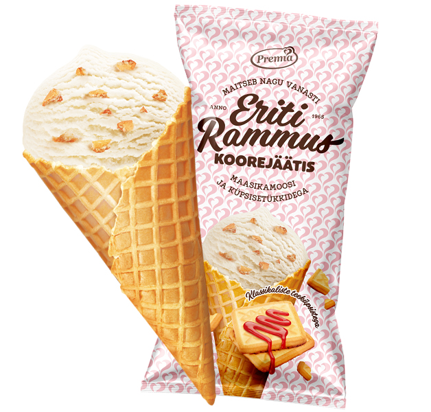 PREMIA Eriti Rammus vaniljakermajäätelö keksirouheella 200ml/110g