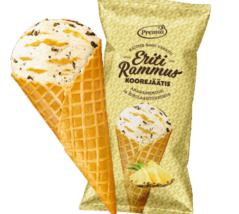 PREMIA Eriti Rammus vaniljakermajäätelö ananassoseella ja suklaarouheella 200ml/100g
