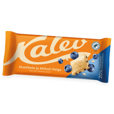 KALEV Valkosuklaa paisutetulla riisillä ja mustikoilla 95g