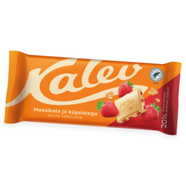 KALEV Valkosuklaa keksi- ja mansikkapaloilla 100g